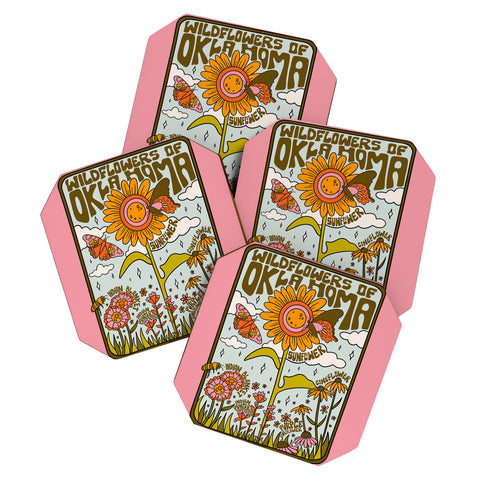 Doodle By Meg Oklahoma Wildflowers Coaster Set