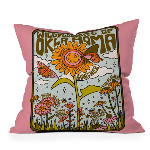 Doodle By Meg Oklahoma Wildflowers Throw Pillow