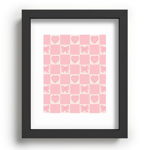 Doodle By Meg Pink Bow Checkered Print Recessed Framing Rectangle