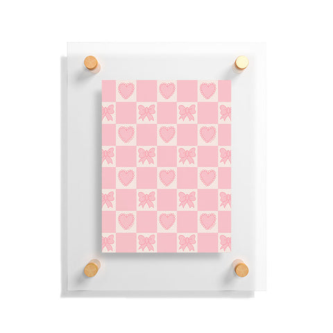 Doodle By Meg Pink Bow Checkered Print Floating Acrylic Print