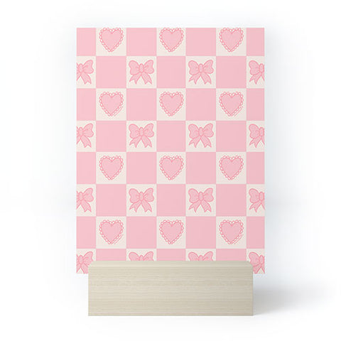 Doodle By Meg Pink Bow Checkered Print Mini Art Print
