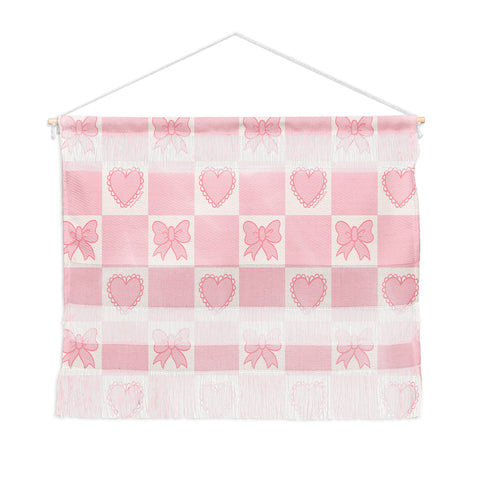 Doodle By Meg Pink Bow Checkered Print Wall Hanging Landscape