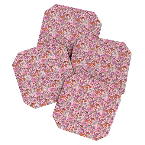 Doodle By Meg Pink Bow Print Coaster Set