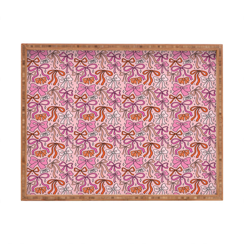 Doodle By Meg Pink Bow Print Rectangular Tray