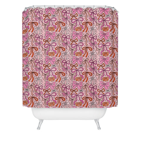 Doodle By Meg Pink Bow Print Shower Curtain