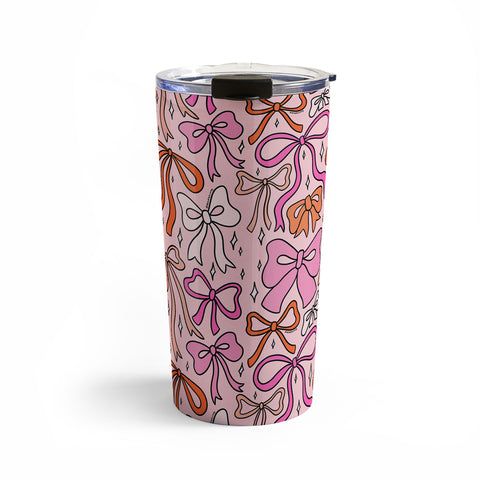Doodle By Meg Pink Bow Print Travel Mug