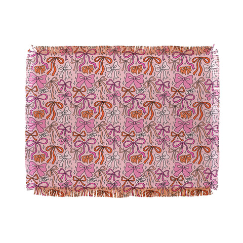 Doodle By Meg Pink Bow Print Throw Blanket