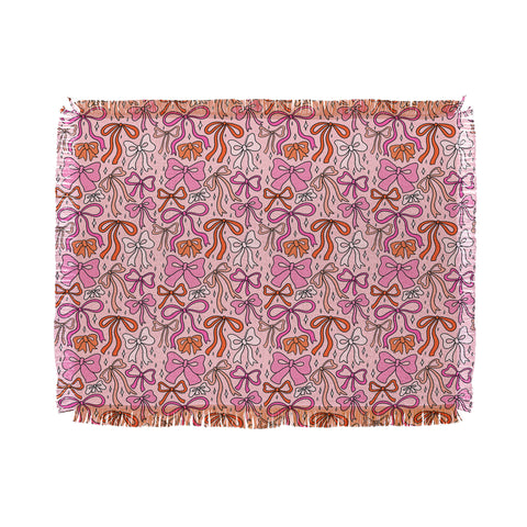 Doodle By Meg Pink Bow Print Throw Blanket