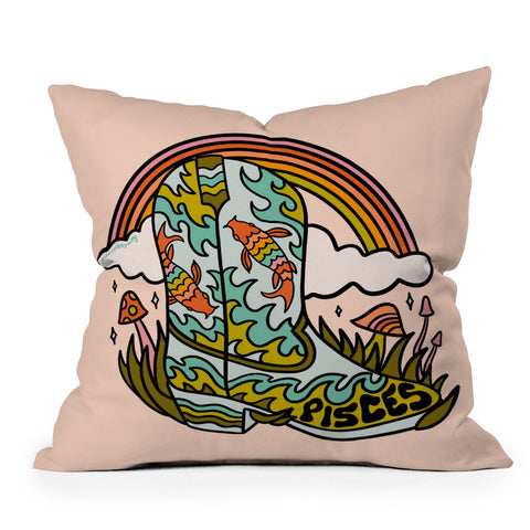 Doodle By Meg Pisces Cowboy Boot Outdoor Throw Pillow