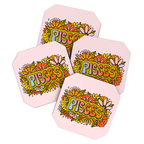 Doodle By Meg Pisces Flowers Coaster Set
