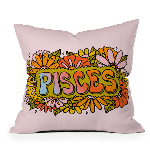 Doodle By Meg Pisces Flowers Outdoor Throw Pillow