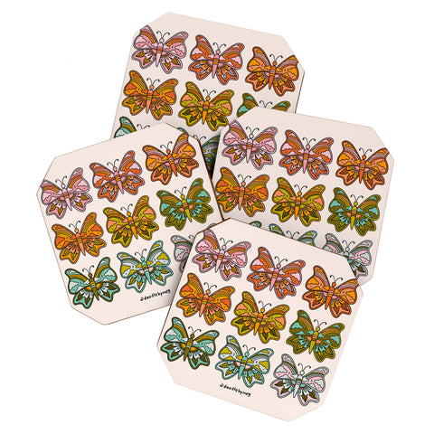 Doodle By Meg Rainbow Butterflies Coaster Set