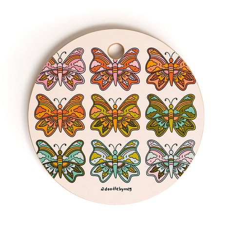 Doodle By Meg Rainbow Butterflies Cutting Board Round