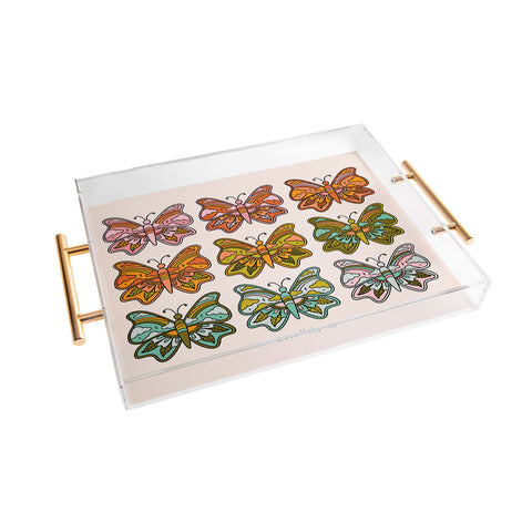Doodle By Meg Rainbow Butterflies Acrylic Tray