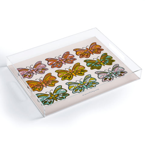 Doodle By Meg Rainbow Butterflies Acrylic Tray