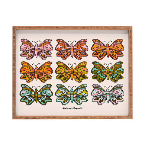 Doodle By Meg Rainbow Butterflies Rectangular Tray