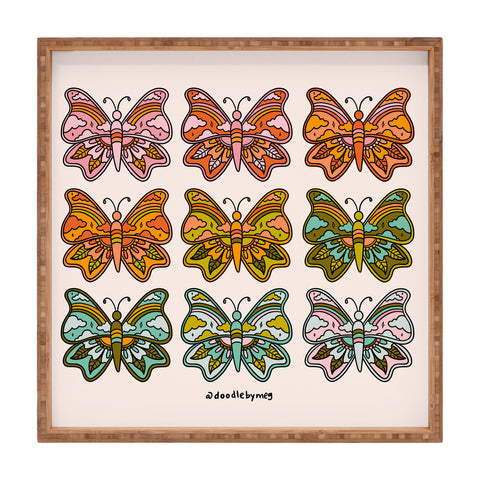 Doodle By Meg Rainbow Butterflies Square Tray