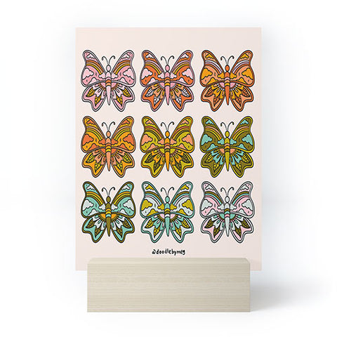 Doodle By Meg Rainbow Butterflies Mini Art Print