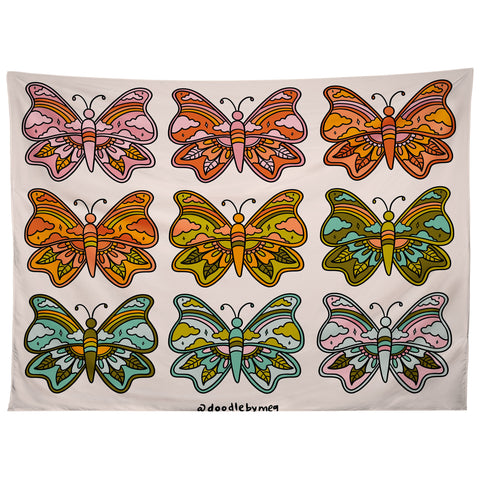Doodle By Meg Rainbow Butterflies Tapestry