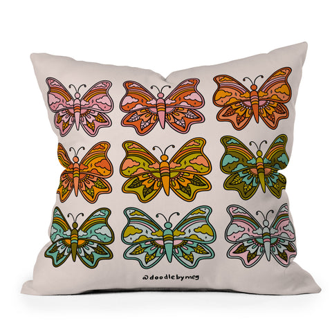 Doodle By Meg Rainbow Butterflies Throw Pillow