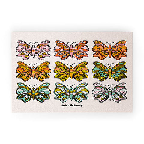 Doodle By Meg Rainbow Butterflies Welcome Mat