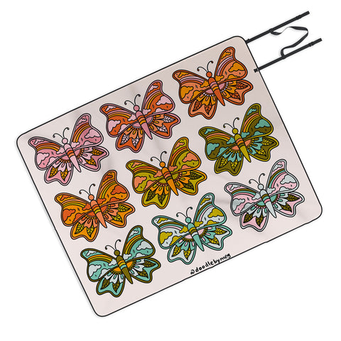 Doodle By Meg Rainbow Butterflies Picnic Blanket