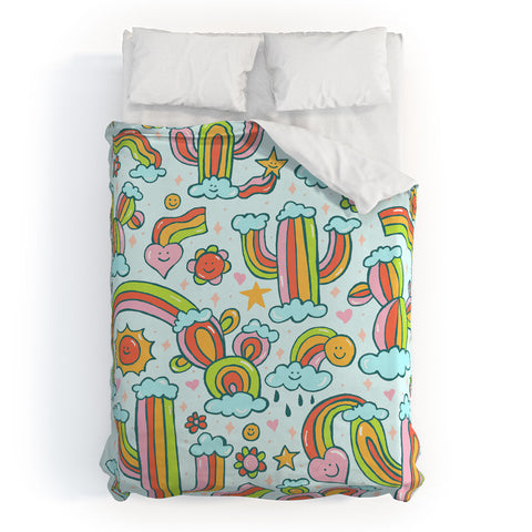 Doodle By Meg Rainbow Cacti Duvet Cover
