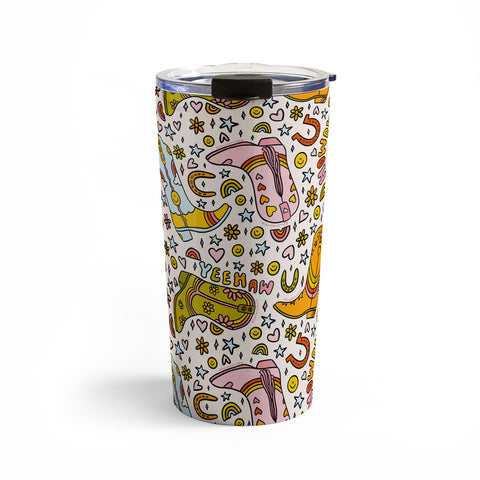 Doodle By Meg Rainbow Cowboy Boots Print Travel Mug