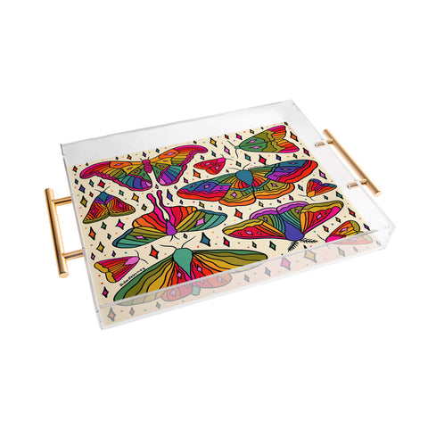 Doodle By Meg Rainbow Moth Print Acrylic Tray