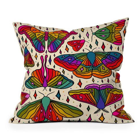 Doodle By Meg Rainbow Moth Print Outdoor Throw Pillow