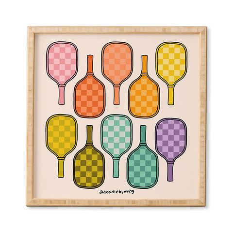 Doodle By Meg Rainbow Pickleball Paddles Framed Wall Art
