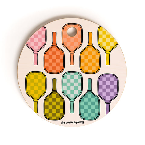 Doodle By Meg Rainbow Pickleball Paddles Cutting Board Round