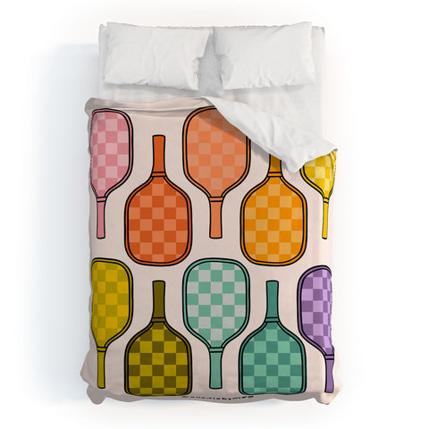 Doodle By Meg Rainbow Pickleball Paddles Duvet Cover