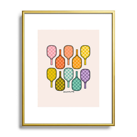 Doodle By Meg Rainbow Pickleball Paddles Metal Framed Art Print