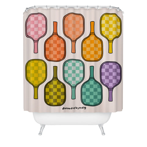 Doodle By Meg Rainbow Pickleball Paddles Shower Curtain