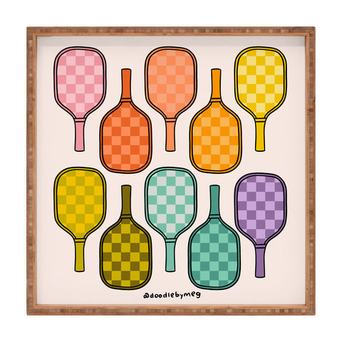 Doodle By Meg Rainbow Pickleball Paddles Square Tray