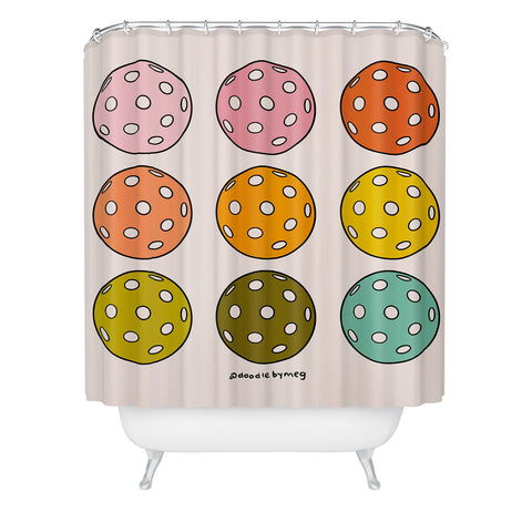 Doodle By Meg Rainbow Pickleballs Shower Curtain