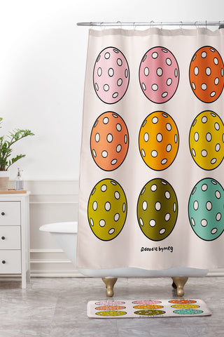 Doodle By Meg Rainbow Pickleballs Shower Curtain And Mat
