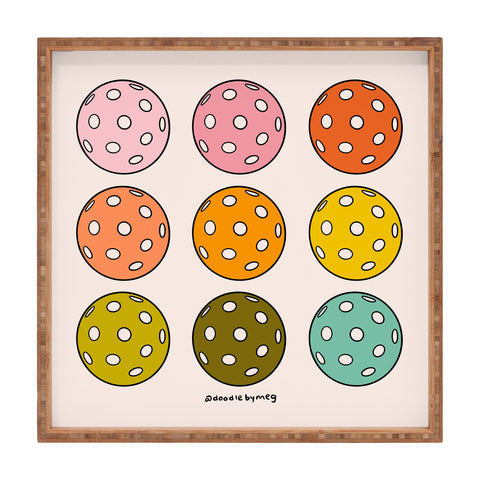 Doodle By Meg Rainbow Pickleballs Square Tray