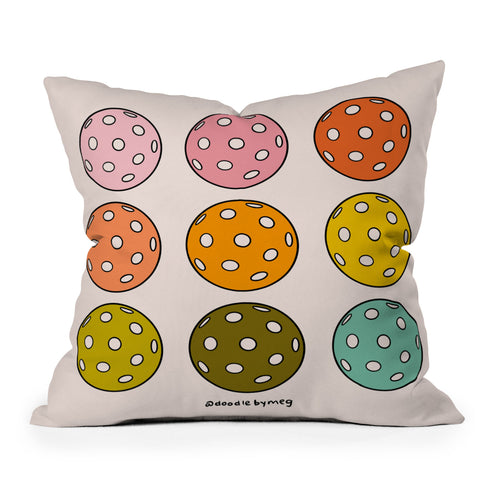 Doodle By Meg Rainbow Pickleballs Throw Pillow