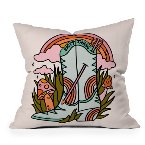 Doodle By Meg Sagittarius Cowboy Boot Outdoor Throw Pillow