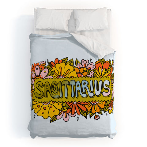 Doodle By Meg Sagittarius Flowers Duvet Cover