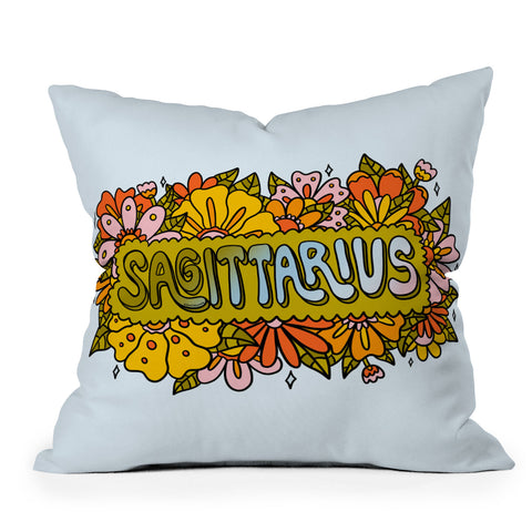 Doodle By Meg Sagittarius Flowers Outdoor Throw Pillow