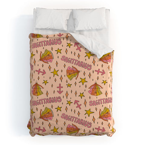 Doodle By Meg Sagittarius Print Duvet Cover