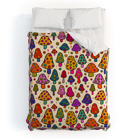 Doodle By Meg Smiley Mushroom in Cream Duvet Cover