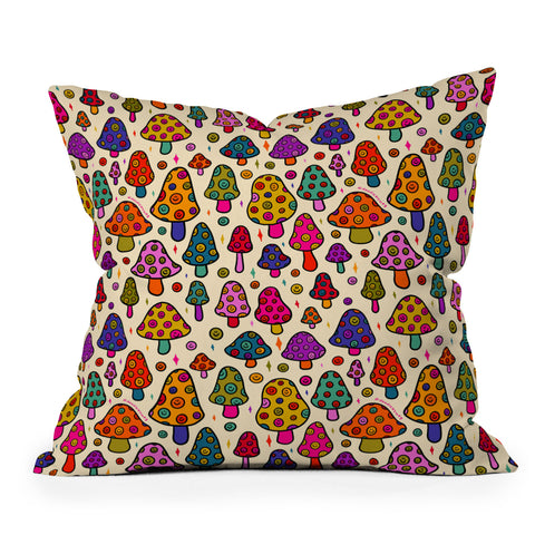 Doodle By Meg Smiley Mushroom in Cream Outdoor Throw Pillow