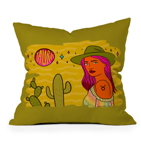 Doodle By Meg Taurus Babe Outdoor Throw Pillow