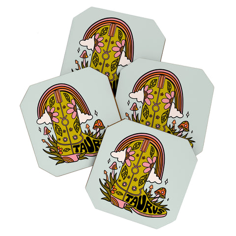 Doodle By Meg Taurus Cowboy Boot Coaster Set