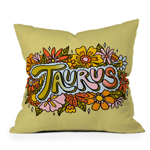 Doodle By Meg Taurus Flowers Outdoor Throw Pillow