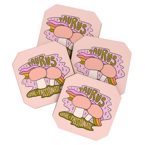 Doodle By Meg Taurus Mushroom Coaster Set